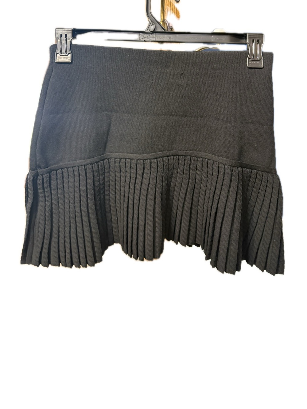 Black Knit Pleated Hem Skirt